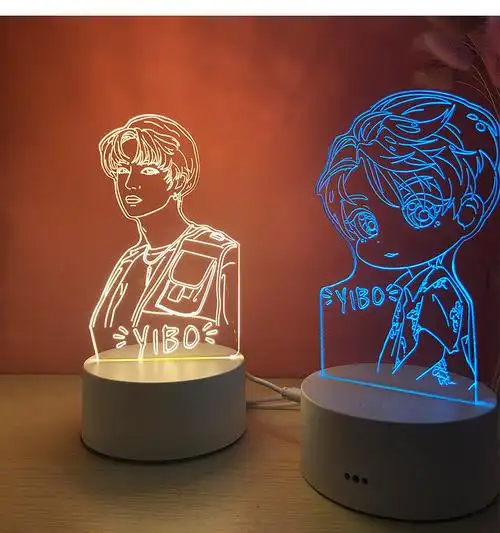 王一博周边同款应援人形立牌创意定制led小夜灯同学生日礼物 衬衫博