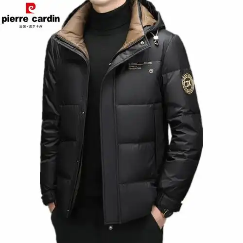 皮尔卡丹白鸭绒羽绒服男款冬季连帽轻奢高档加厚保暖潮流外套男装