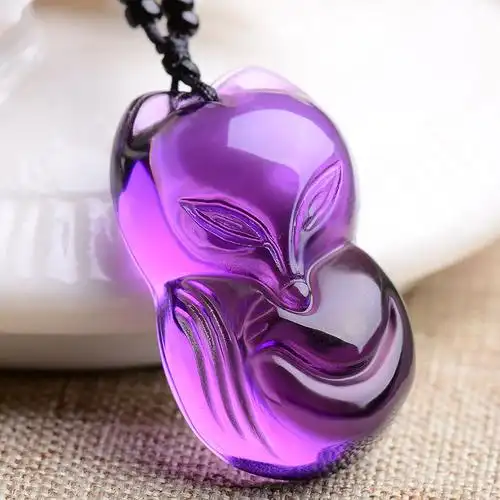 紫水晶狐狸吊坠手链套装清新情侣款可来图来样定制厂家批发