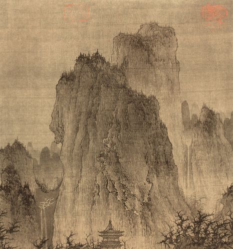 北宋李成晴峦萧寺图晴峦萧寺山水国画高清艺术微喷国画