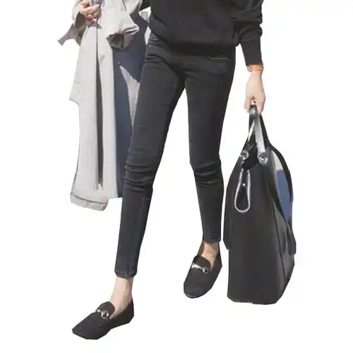 牛仔裤女春秋2018港味韩版烟灰色高腰显瘦chic紧身小脚九分裤