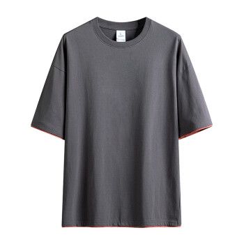 纯色短袖t恤半袖男装休闲夏季新款宽松简约半袖上衣百搭2101深灰3xl