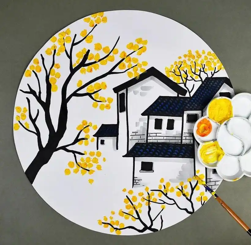 秋分江南水乡#创意美术(搬运分享@)