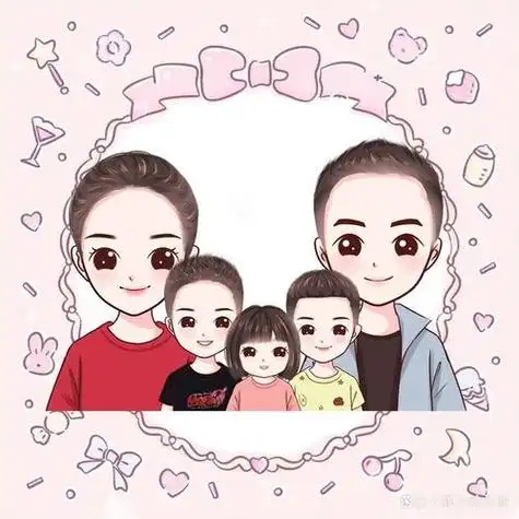 五口之家三个女儿一个儿子头像两女儿一儿子5口之家全家福头像4口之家