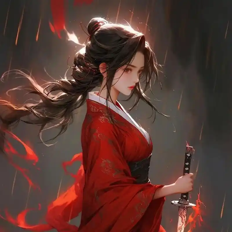 古风红衣系情侣头像