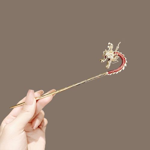 京噶龙形头饰2024龙年精致铜制龙形发簪盘发高感新年气质中龙簪子发饰