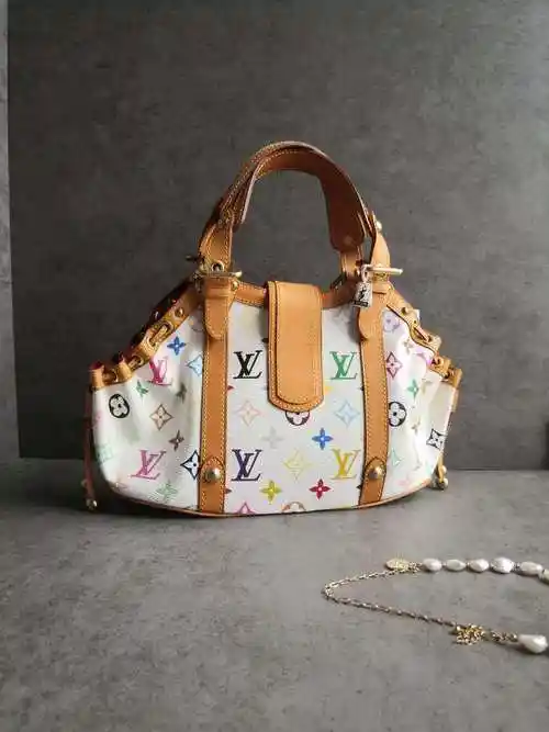 路易·威登女士单肩包lv白三彩手提灯笼包 编号fl0034