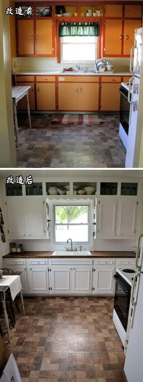 10款厨房改造前后对比照,3000装出30000的效果