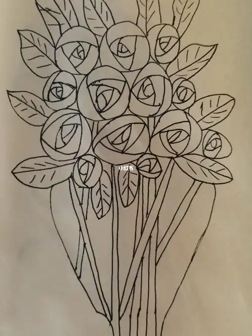 简笔画教程,一束玫瑰花,简单好画
