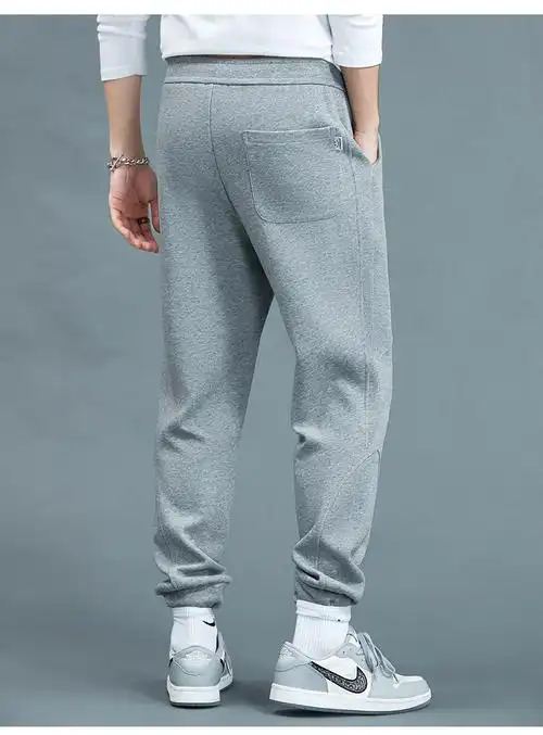 2022春秋季卫裤男士运动裤松紧腰围系带收口小脚裤时尚休闲束脚裤灰色