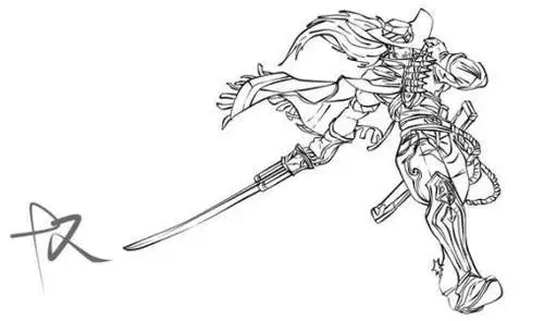 faker出席开馆仪式美亚索简单的简笔画步骤 第2名英雄联盟亚索黑白