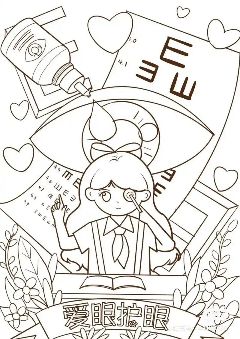 爱眼护眼 保护眼睛主题绘画作品 本画不是原创!