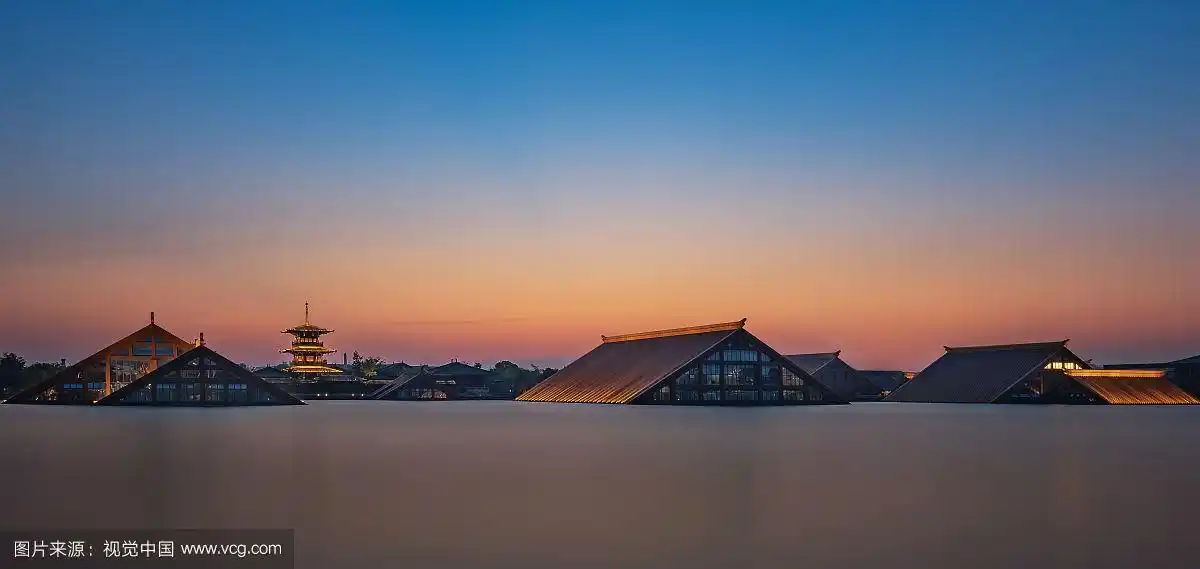 松江广富林遗址公园傍晚景色