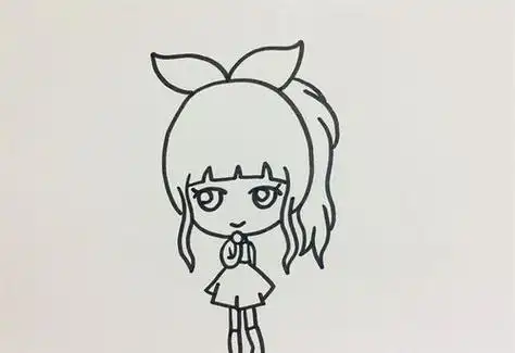 马尾的小女孩头像简笔画动漫人物日本漫画儿童简笔画大全-可乐云人物