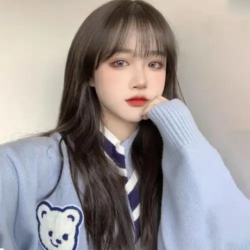 假发长发长直发网网红空气刘海自然圆脸lolita整顶假发