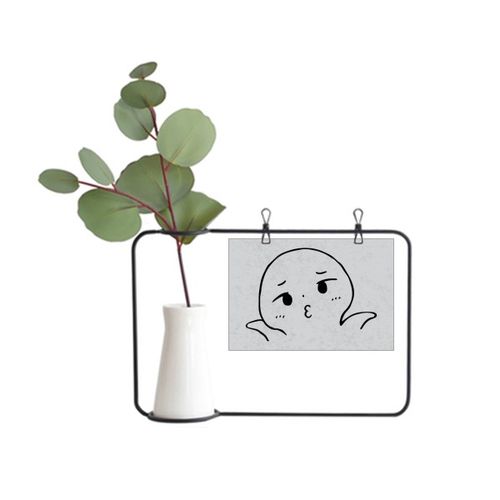 无奈的噘嘴黑色聊天表情金属相框陶瓷花瓶装饰