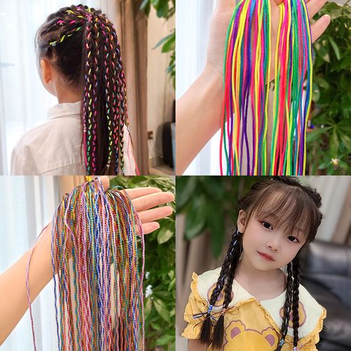 儿童编发彩绳七彩丝带头饰发饰彩带头绳脏辫辫子女童粗细藏族彩色