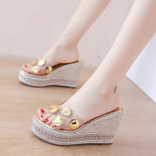 女士高跟凉拖鞋防水台