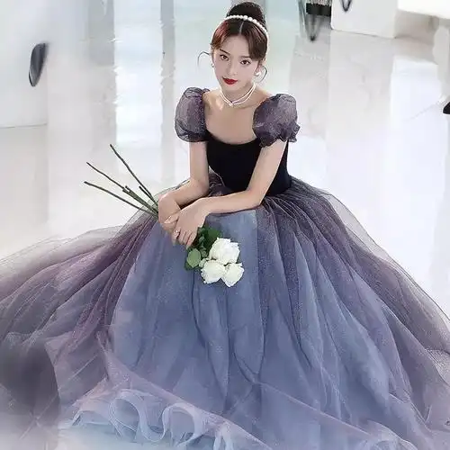 晚礼服在逃公主裙高端轻奢小众超仙成人礼生日乐主持人声演出礼服