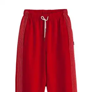pass2019春装街头运动裤女潮红色休闲束脚裤宽松裤子学生潮 大红色 m