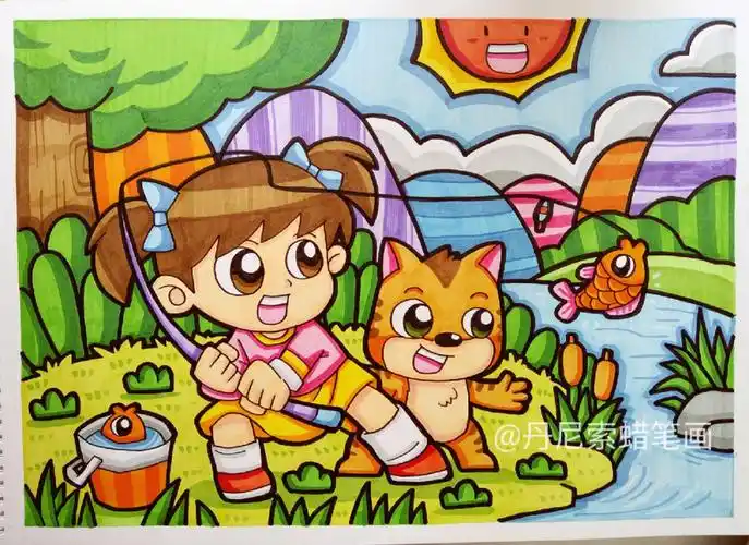 丹尼索蜡笔画童年的乐趣#简笔画  #儿童简笔画  #丹尼索儿童画  #可爱