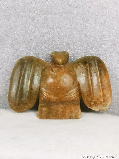 红山老河磨玉枭,包浆沁色入骨,高古玉器,红山玉器,红山文化