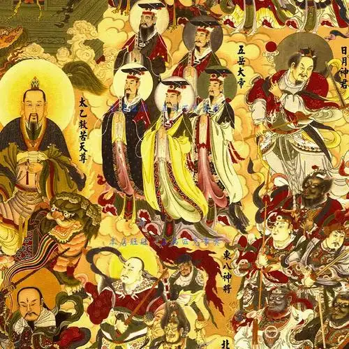 全神图挂画 众神图诸真图 道教道场神像神仙卷轴画丝绸装饰画定制