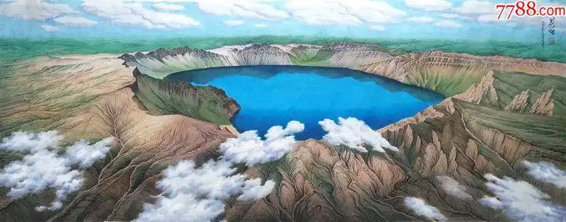 朝鲜国画长白山天池(聚宝盆)3