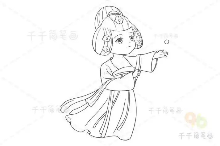 唐代美女卡通简笔画