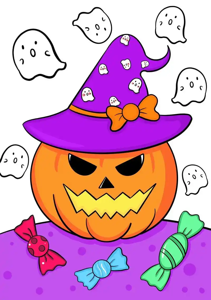 万圣节创意画.小学生万圣节简笔画,南瓜主题画,不给糖就捣蛋万 - 抖音