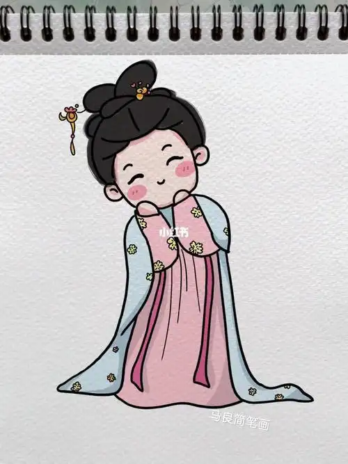 简笔画|可爱古风小姐姐女孩汉服手绘人物简笔画汉服