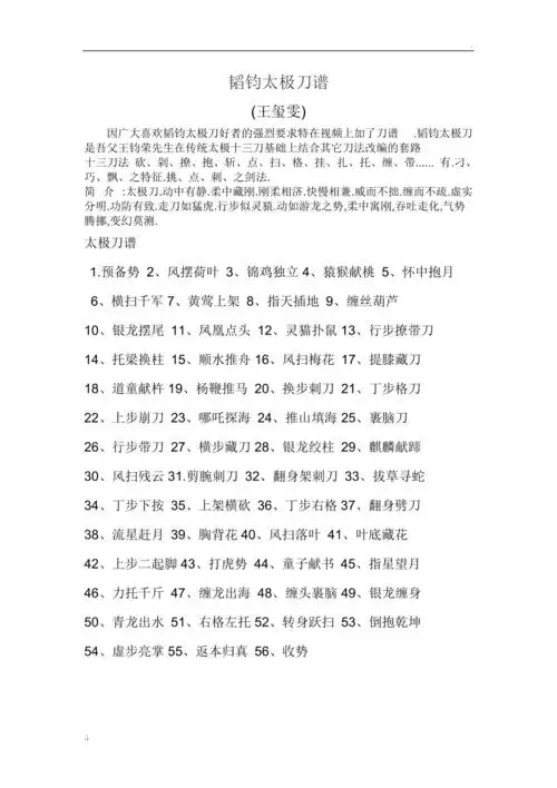 王玺雯56式韬钧太极刀谱