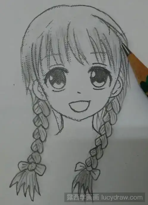 教你画动漫少女的辫子-露西学画画