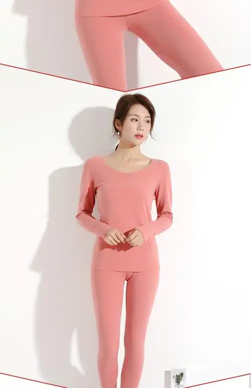 秋冬德绒无痕保暖内衣女套装自发热紧身加厚加绒秋衣秋裤打底套装_晓