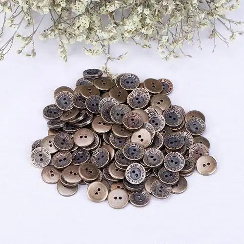 diy复古青铜英文天然树脂双眼纽扣童装外套纽扣手工装饰辅料菩提