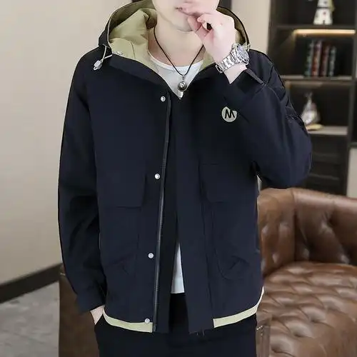 连帽外套男士春秋款休闲帅气潮牌工装夹克2024新款春装防风上衣服