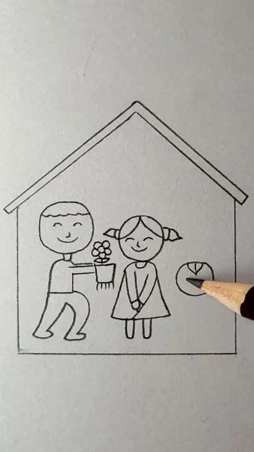 教你画一家三口在一起的幸福画面