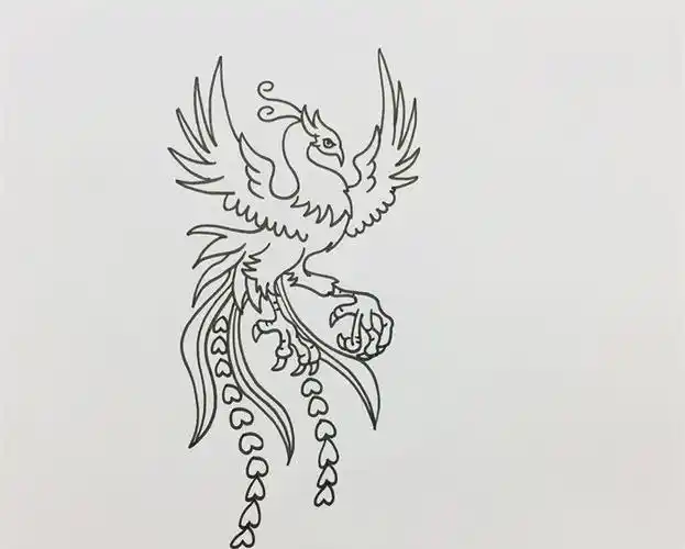 凤简笔画法凤凰简笔画画法图片飞行动物简笔画百鸟朝凤艺术简笔画凤凰