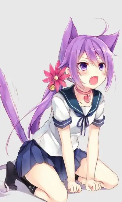 动漫 女生 图片 壁纸 头像 猫耳娘 炸毛 紫毛