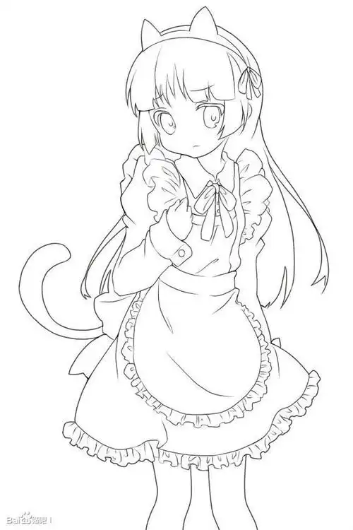 线稿#漫画卡通人物绘画 平面 灵感 素材 二次元 手绘 插画 原稿 黑白