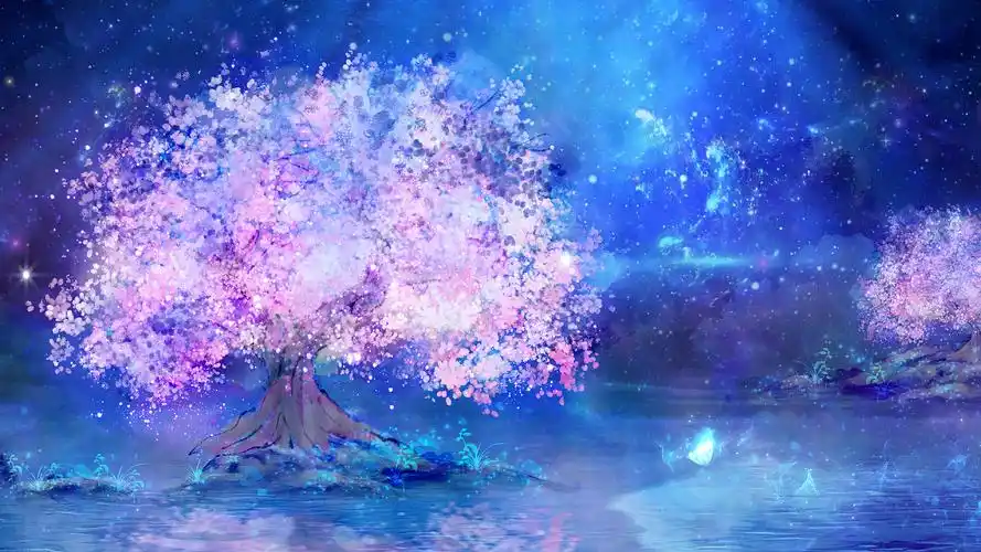 4k浪漫星空下的樱花树视频背景ae模板情人节樱花树背景下载 - 觅知网
