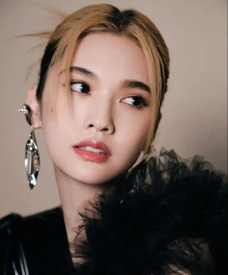 好酷的发型和耳夹 杨丞琳南昌演唱会新造型, 很时髦的一身,连发色都有