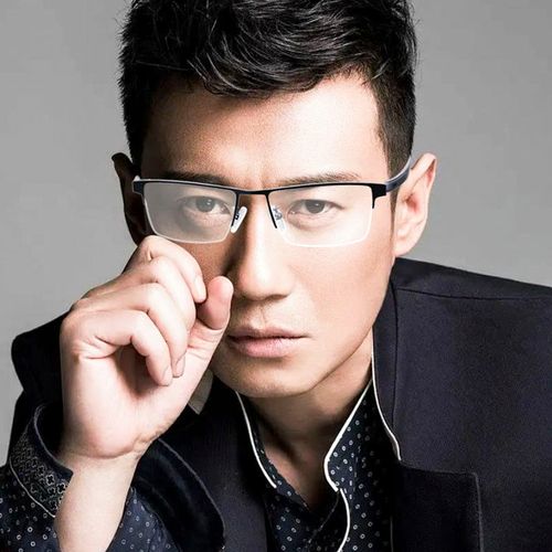 半框眼镜框男款钛合金商务稳重成熟近视眼镜黑色可配镜变色防蓝光