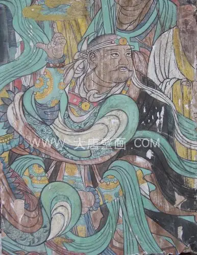 质地:墙皮壁画    规格:30厘米×40厘米壁画制作工艺的初步探讨墓葬碧