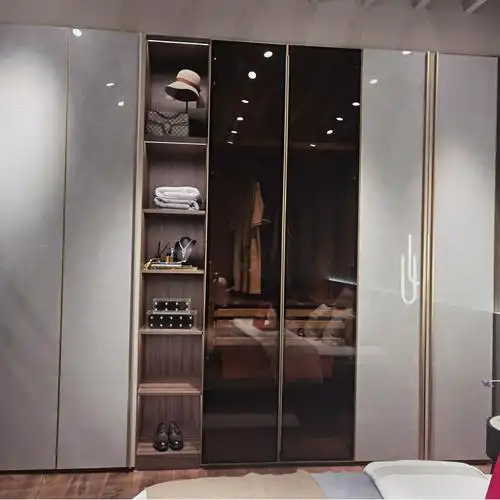 四川绵阳厂家全屋定制家具高光板轻奢玻璃门烤漆吸塑平开门衣柜木