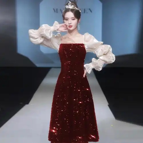 宴会晚礼服裙女2021新款气质高档设计高级法式礼服