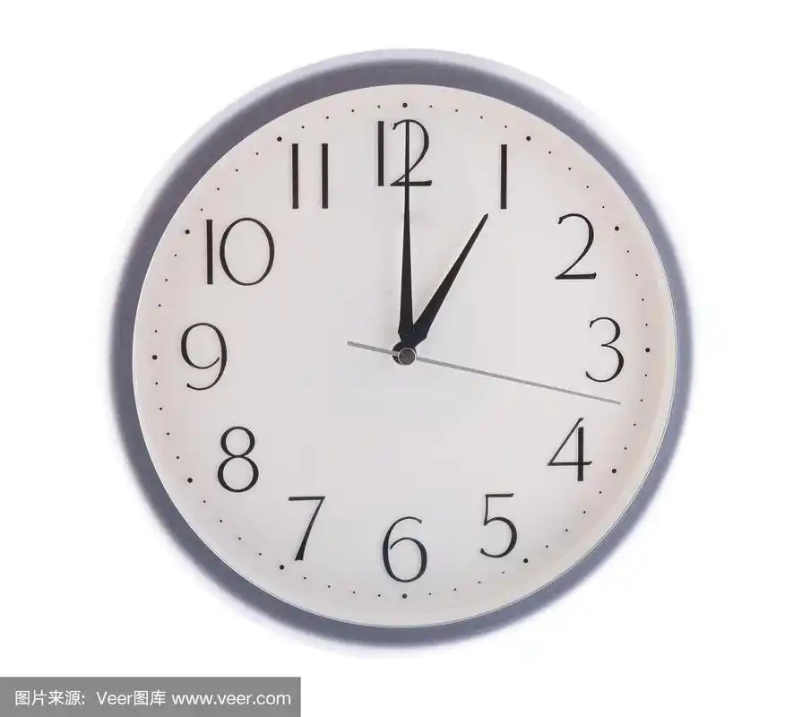 孤立的白色时钟在1点