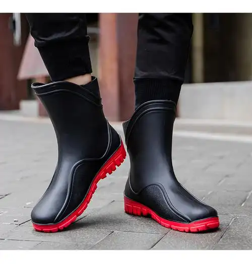 骑手防水鞋耐磨防滑舒适厚底男士雨靴外穿时尚潮流雨天水鞋防水鞋工地