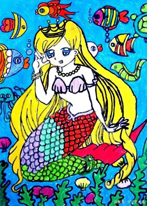 儿童节童画欣赏:炎炎夏日,让水中精灵给大家降降温