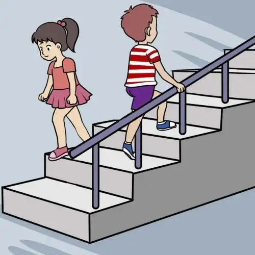 简笔画儿童上下楼梯简笔画上楼梯人物简笔画幼儿上下楼梯安全简笔画